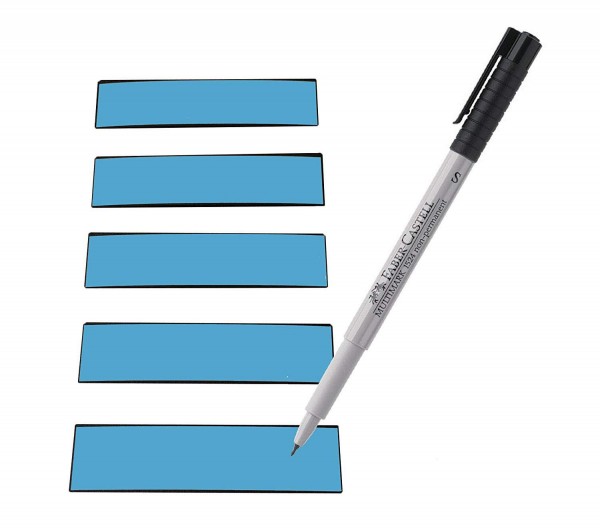 Magnetstreifen blau 100 x 30 mm - beschreibbar inkl. Stift - 75 Stück