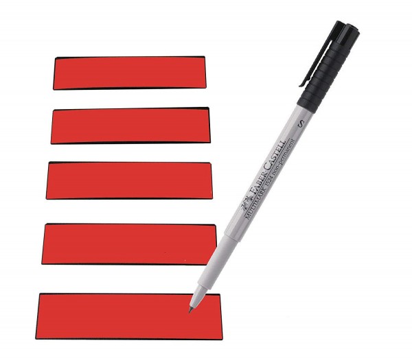 Magnetstreifen rot 100 x 30 mm - beschreibbar inkl. Stift - 150 Stück