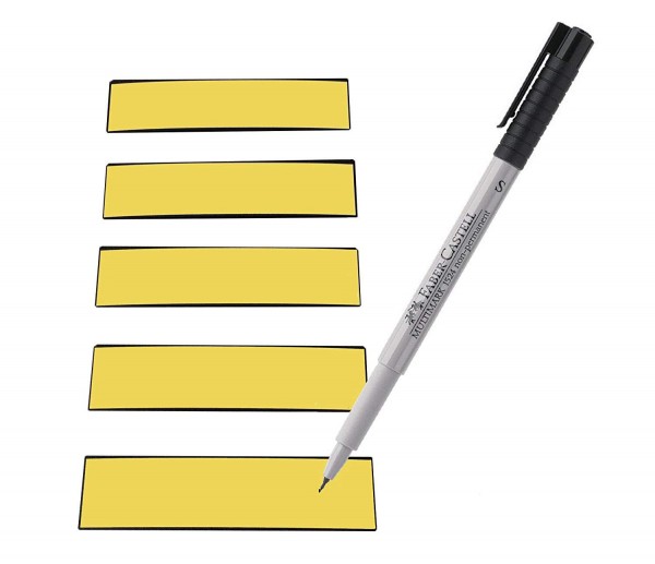 Magnetstreifen gelb 100 x 30 mm - beschreibbar inkl. Stift - 150 Stück