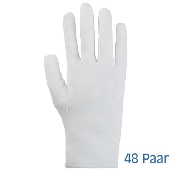 Baumwollhandschuhe weiß, OEKO-TEX® - Größe 9 extrafein - 48 Paar