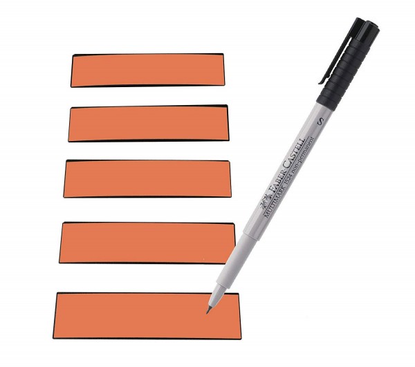Magnetstreifen orange 100 x 30 mm - beschreibbar inkl. Stift - 75 Stück