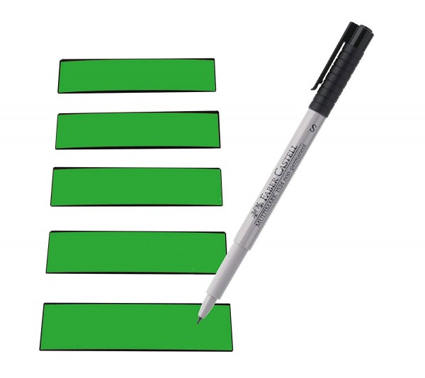 Magnetstreifen grün 100 x 30 mm - beschreibbar inkl. Stift - 75 Stück